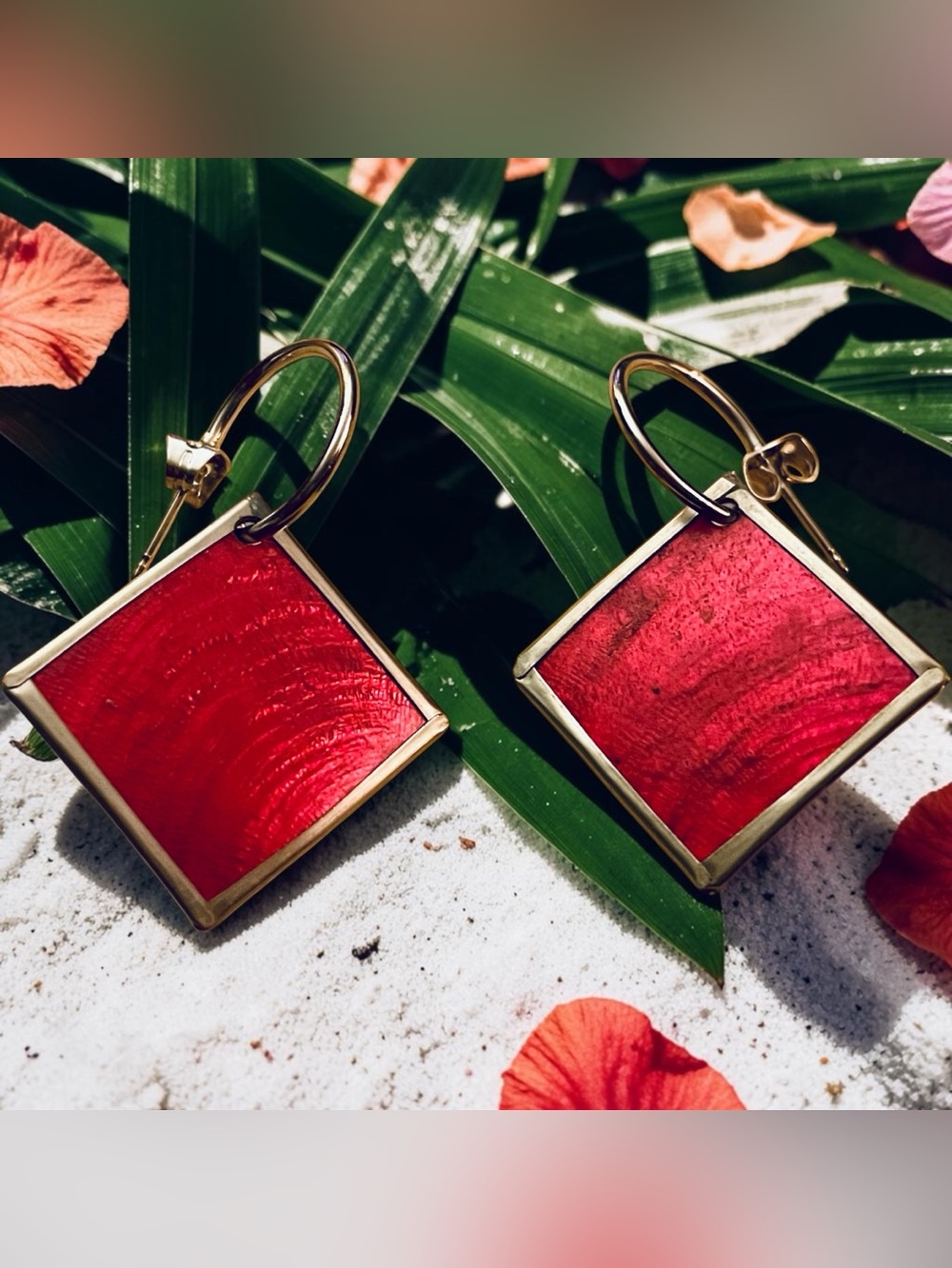 Capiz Shell Earrings by Culture Mix - Magenta Pink